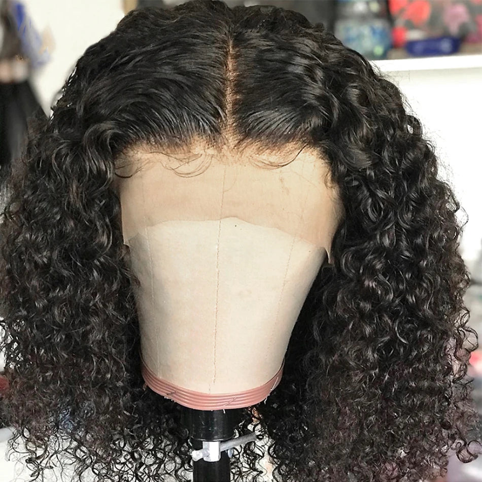 Curly Bob Wig Human Hair Lace Frontal